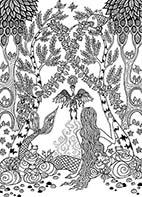 Watching the Sun Rise, ink drawing