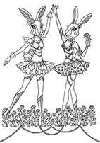 Bunny Ballerinas, ink drawing