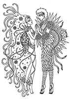 The Long Distance Relationship of the Sun and the Moon, ink drawing