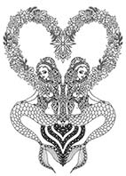 Flower Heart, ink drawing