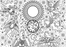 Celestial play, ink drawing