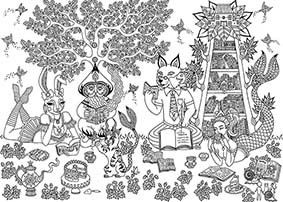 The Dream Book Club, ink drawing