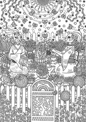 Garden of Serenity, ink drawing