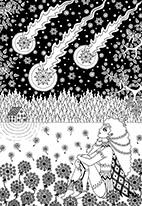 Shooting Stars and Dandelions, ink drawing