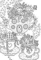 Tea-Set Houses, ink drawing