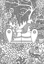 Forest Living Room, ink drawing