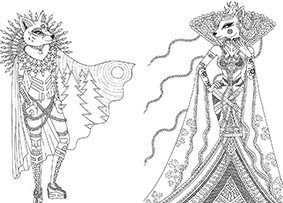 In fashion, ink drawing