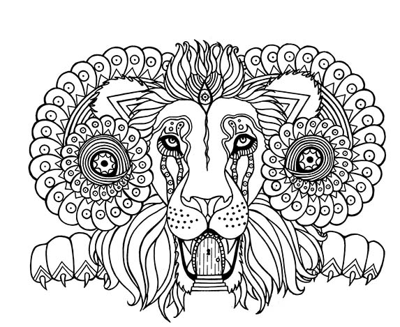drawing of lion with door for a mouth